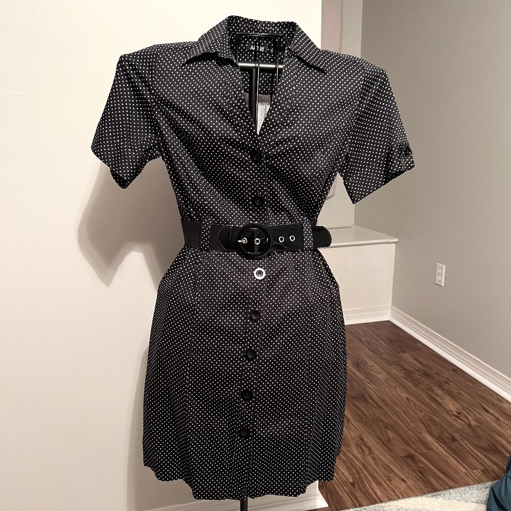Apt. 9 Belted Black Dress with White Polka Dots (runs small-fits more like an 8)